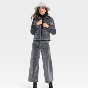 Women's Holiday Flocked Denim Jacket & pant set- Universal Thread